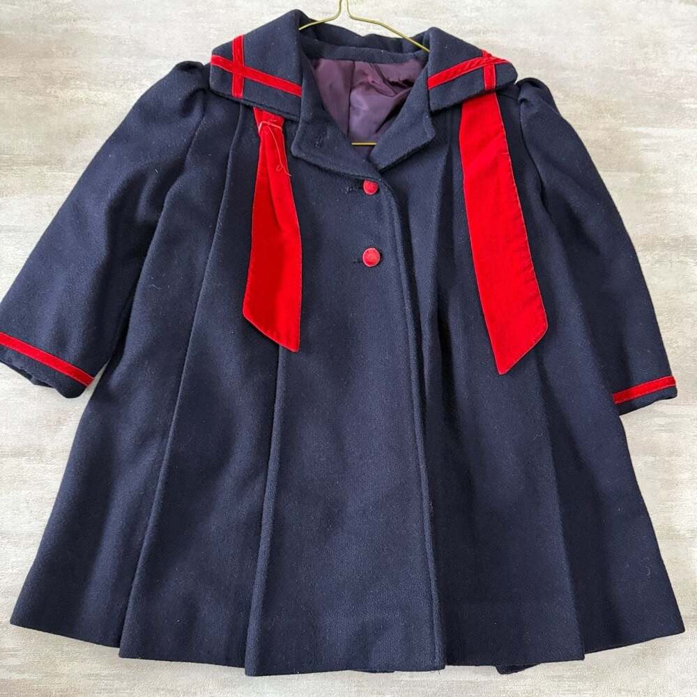Vintage Rothschild Navy Wool Sailor Coat with Matching Hat - Girls Size 4